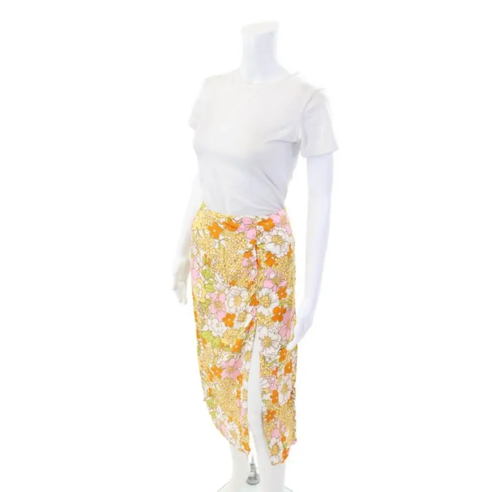 Rahi Womens Floral Print Midi Slit Skirt Multicolor Size M